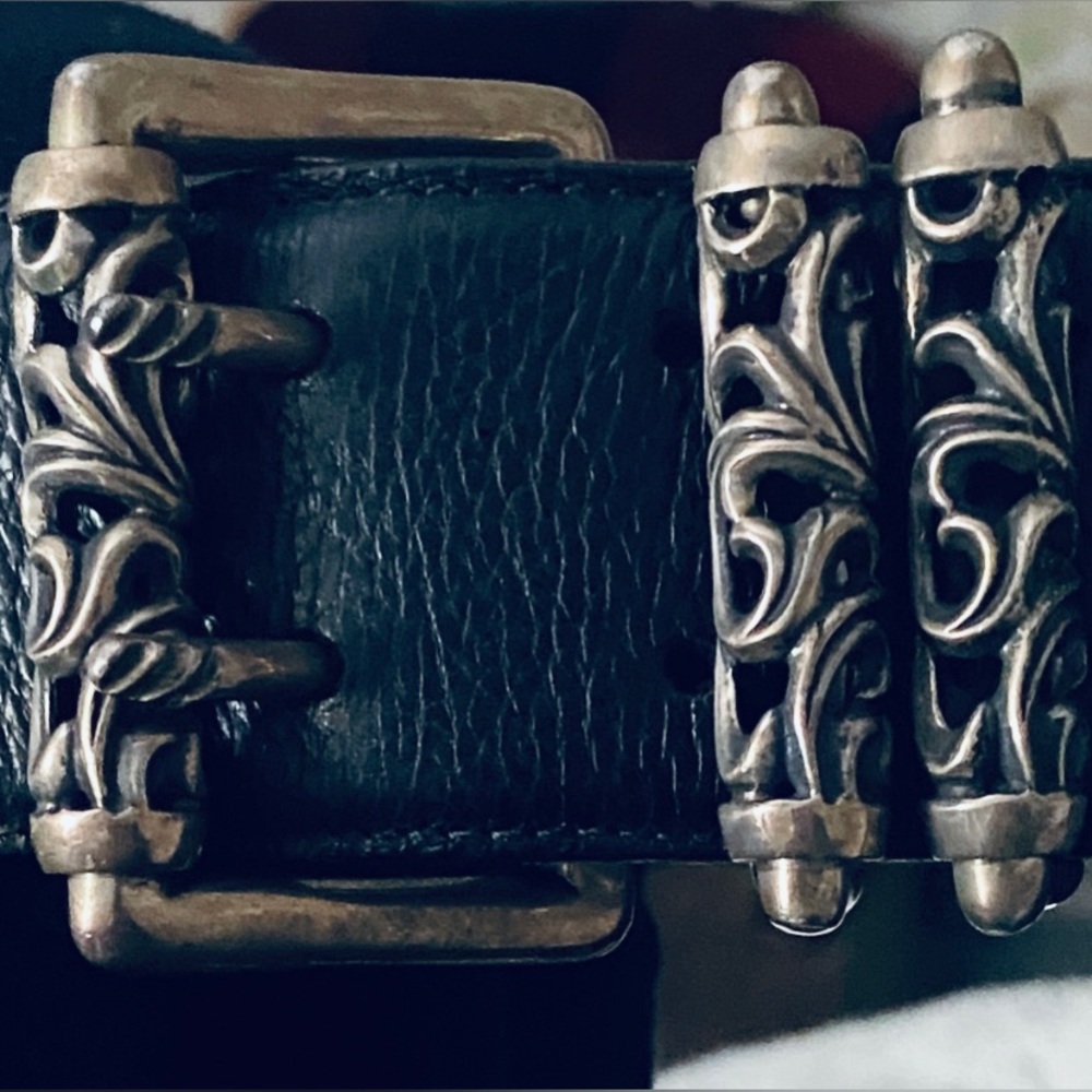 Chrome Hearts Black Leather Belt, size 36
